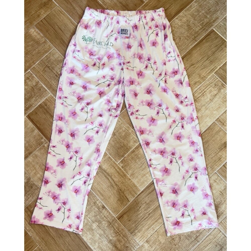 Brief Insanity Size L Lounge Pants Fairchild Gardens Miami Orchids Pink Pockets